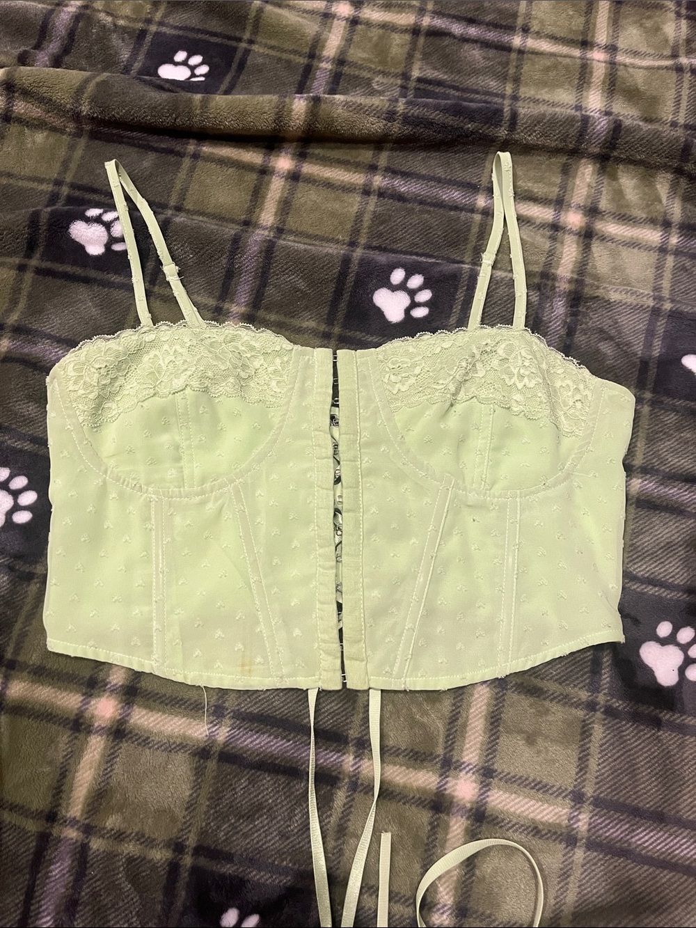 Pastel Green Lace Bustier Crop Top